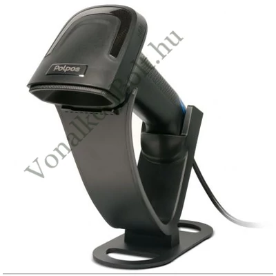 POLPOS PS-100 2D Imager vonalkódolvasó USB kábel, tartóállvány - Fekete